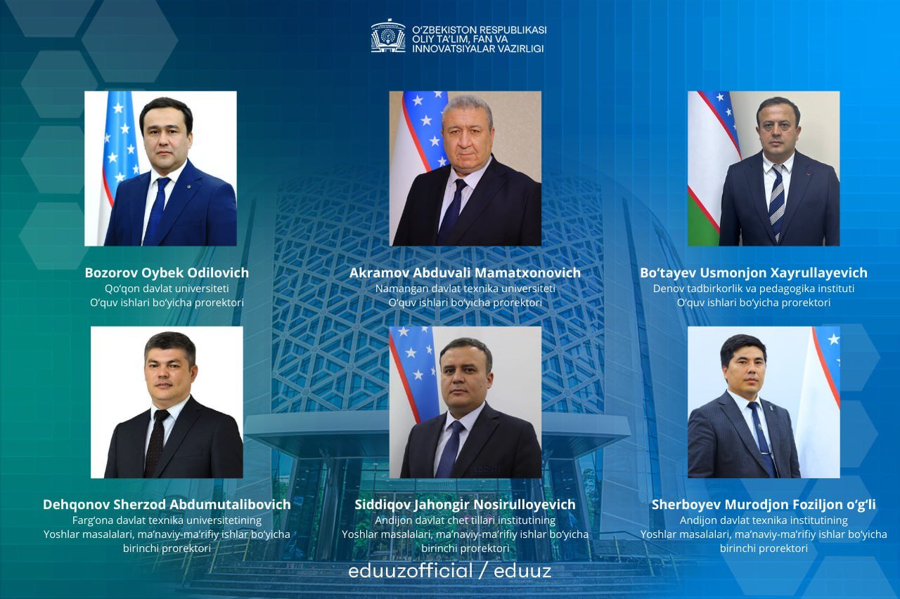 Bir qator oliy ta’lim muassasalarida prorektor lavozimlariga tayinlovlar amalga oshirildi